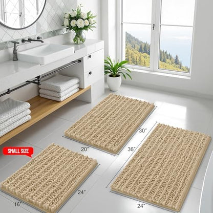 Smiry Bathroom Rugs 47X24, Extra Soft Rubber Backing Chenille Bath Mats