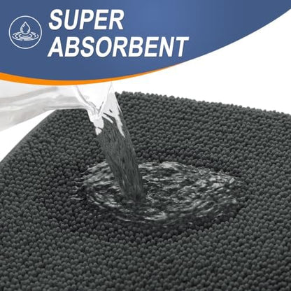 OLANLY Memory Foam Bathroom Runner Rug 59x20, Absorbent Long Mat, Dark Grey