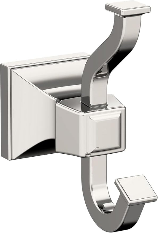 Amerock BH36020PN | Polished Nickel Single Robe Hook | 4-1/4 in. (108 mm) Length Towel Holder | Mulholland | Towel Hook for Bathroom | Bathroom Hardware | Bath Accessories