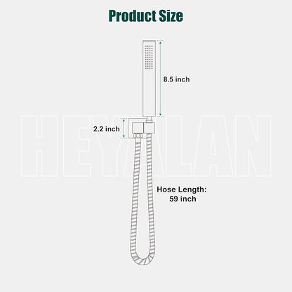 Heyalan Hand-held Shower Head Set-SUS304 Handheld Shower,Polish Chrome | SUS304 stainless steel wand, curved-style design, single rain spray, 59-inch long hose and standard 1/2-inch connection