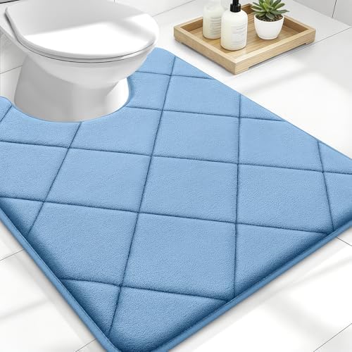OLANLY Memory Foam Toilet Rugs U-Shaped 24x20, Ultra Soft and Absorbent