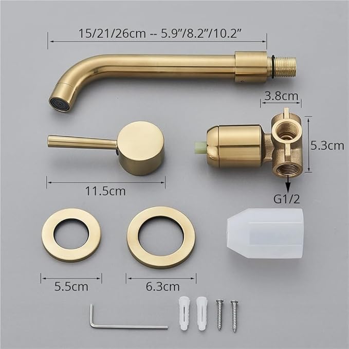 Faucet Modern Brass Mounted Bathroom Basin Faucet Concealed Wall Sink 360° Swivel Spout Hot and Cold Water Bathtub Tap(Gun Gray) Faucet