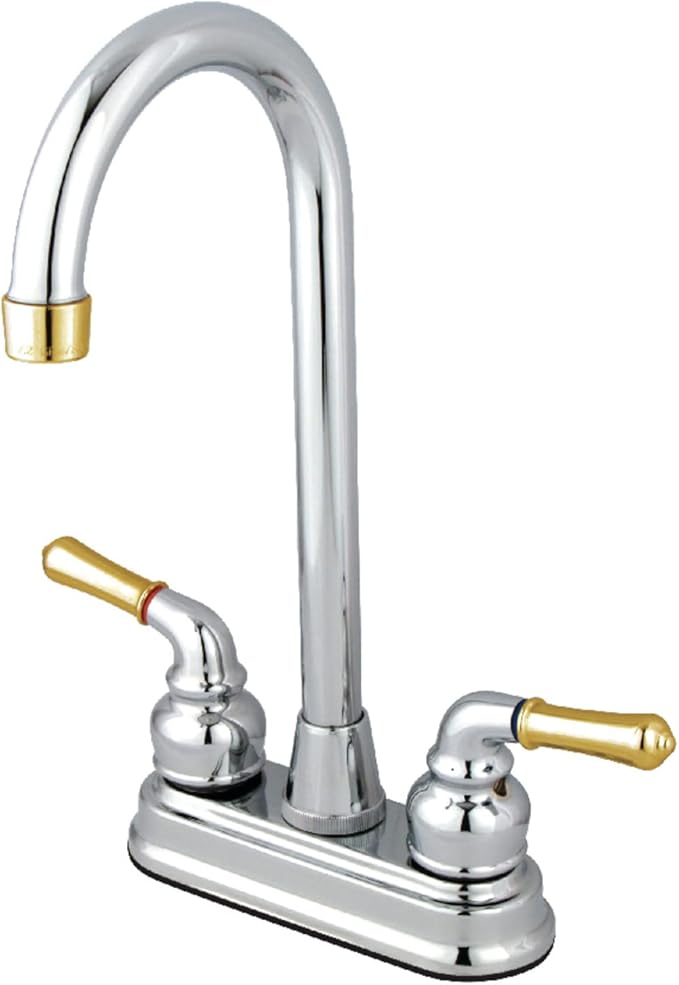 Kingston Brass KB494 Magellan 4-Inch Bar Faucet, 4-3/4-Inch, Polished Chrome/Polished Brass