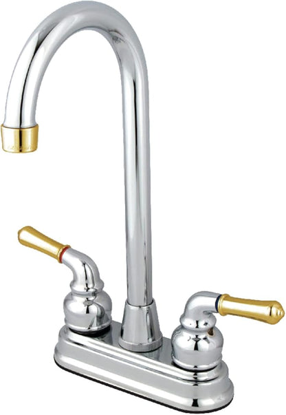 Kingston Brass KB494 Magellan 4-Inch Bar Faucet, 4-3/4-Inch, Polished Chrome/Polished Brass