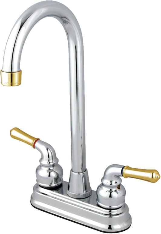 Kingston Brass KB494 Magellan 4-Inch Bar Faucet, 4-3/4-Inch, Polished Chrome/Polished Brass