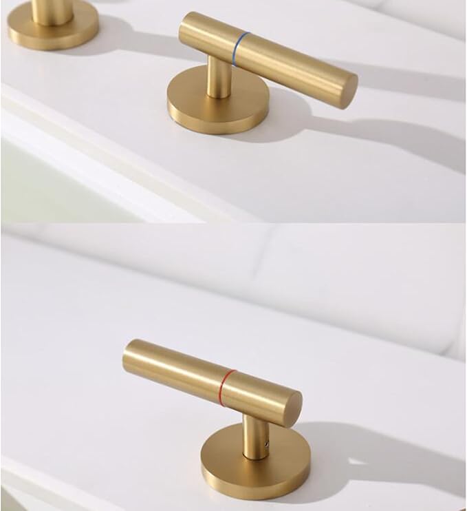 3 Hole Basin Faucets Pull Out Basin Mixer Faucet Brushed Gold Brass Bathroom Mixer Faucet Dual Mode-Brushed Gold