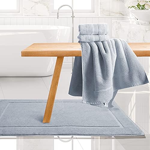 Hearth & Harbor Bath Mat Towels - 100% Ring Spun Cotton Luxury Towels - Ultra Soft & Highly Absorbent, Bathroom Towels, Floor Mat - Ice Blue