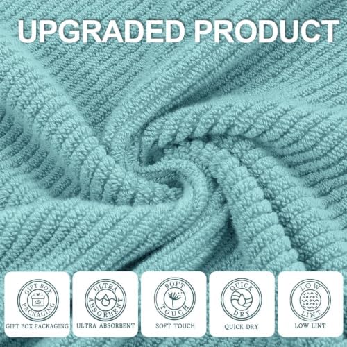 VOOVA & MOVAS Wash Cloths 6PC, 100% Cotton, 13x13 in, Aqua Teal