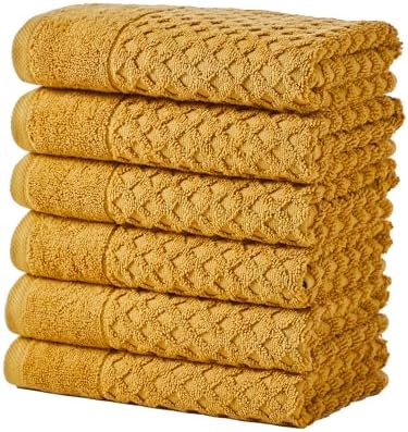Great Bay Home Hand Towels - 100% Cotton 6 Pack 26x16 Hand Towel Set - Absorbent, Durable, Quick-Dry Towels for Bathroom (Marigold)