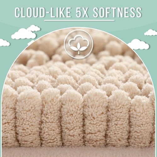 Yimobra Chenille Extra Long Bathroom Runner Rug 70 x 24, Ideal for Large and Master Bathrooms, Tub-to-Vanity Use and Long Walkways, Non-Slip Super Absorbent Quick Dry, Ultra Plush Bath Runner, Beige