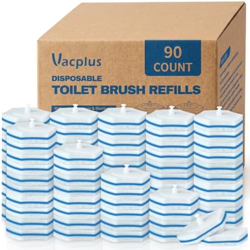 Vacplus Toilet Wand Refills, 90 Count, Disposable, Clorox Compatible, Blue
