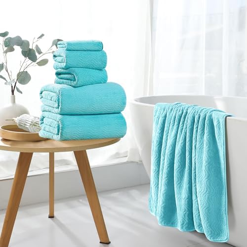 4 Piece Extra Large Bath Towel 35"x70" Oversized Bath Sheet Bath Towel Set for Bathroom Ultra Soft Cozy Highly Absorbent Quick Dry Bathroom Towel for Spa Gym Hotel,Shower Towel for Daily Use,Aqua Teal