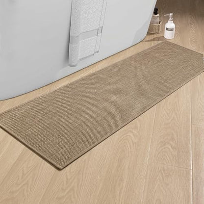 chakme Bathroom Rugs 59x17, Ultra Thin Non Slip Bath Mat Runner Quick Dry Absorbent Bath Mat for Bathroom Floor, (Dark Beige, 59"x17")