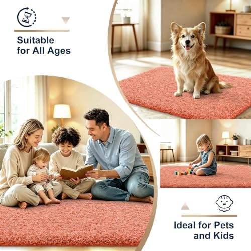 OLANLY Microfiber Bathroom Rugs 30x20, Ultra Soft Absorbent Bath Mat, Coral