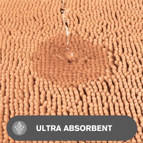 Bathroom Rugs 30 x 50 Inch – Extra Large Bath Mat | Absorbent and Washable Thick Chenille Bath Rugs Non-Slip Runner Rug for Bathroom, Shower, Tub(Peach)