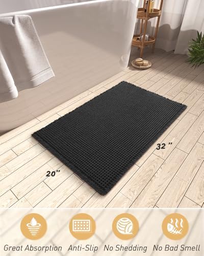 Upgraded Waffle Bath Mat Ultra Absorbent Non Slip Bathroom Mat, 20" x 32"