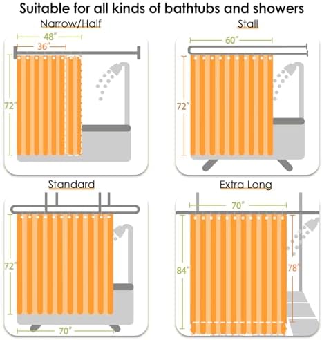 jinchan Small Stall Shower Curtain 48x72 inches Grey and White Modern Farmhouse Striped Waterproof Fabric Shower Curtains for Bathroom with 7 Hooks Machine Washable