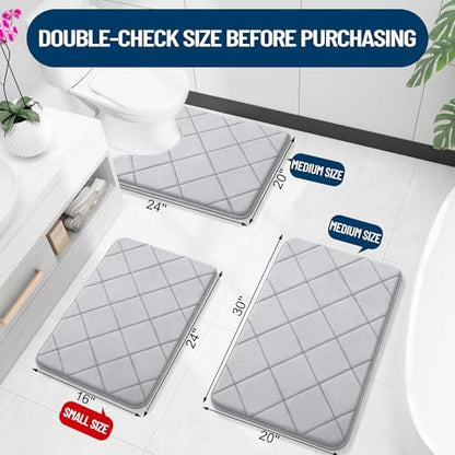 OLANLY Memory Foam Bath Mat 30x20, Ultra Soft and Absorbent Bathroom Rugs