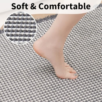 Long Bath Mat, Waffle Bathroom Runner Rug Non Slip Washable, 24 x 72