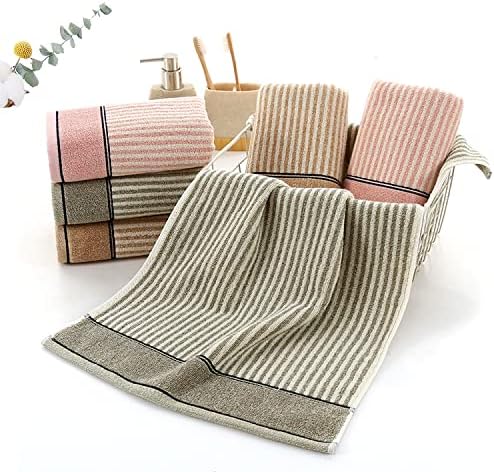 Pidada Hand Towels Set of 2 100% Cotton Striped Pattern Absorbent Soft Decorative Towel for Bathroom (Pink)