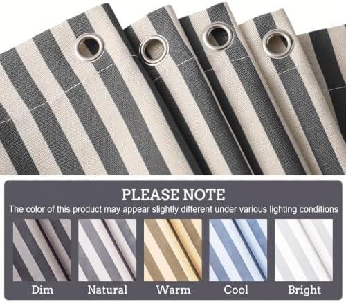 HunnmingRe Black and White Striped Shower Curtain with Ruffled 72 x 72 Inch Farmhouse Faux Linen Vintage Rustic Boho Stripe Shower Curtain with 12 Hooks for Bathroom Bathtubs Natural Decor