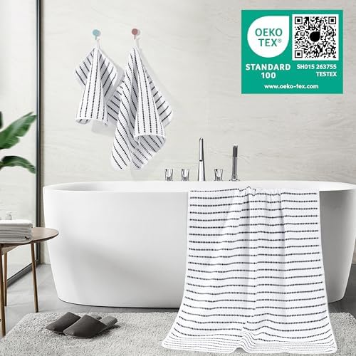 POLYTE 430 GSM Poly Blend Microfiber Quick Dry Waffle Bath Towel Set of 6