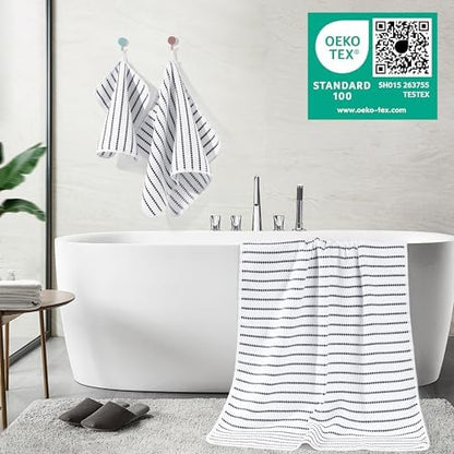 POLYTE 430 GSM Poly Blend Microfiber Quick Dry Waffle Bath Towel Set of 6