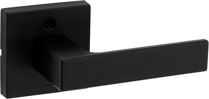 Kwikset Singapore Dummy Door Handle, Single Sided Lever for Closets, French Double Doors, and Pantry, Matte Black Non-Turning Reversible Interior Push/Pull Lever, with Microban Protection