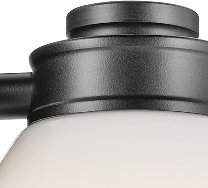 Kichler Shae 5" 1-Light Wall Sconce with White Opal Glass in Black, Modern, for Vanity, Fireplace, Buffet, Hallway, Vanity Mirror, (8.25" H x 5" W), 55200BK