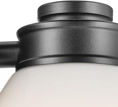Kichler Shae 5" 1-Light Wall Sconce with White Opal Glass in Black, Modern, for Vanity, Fireplace, Buffet, Hallway, Vanity Mirror, (8.25" H x 5" W), 55200BK