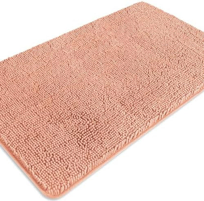 Dusty Pink Bathroom Rugs – Absorbent and Washable Bath Mat, Non-Slip, Thick Soft Chenille Bath Rugs for Bathroom Floor, Shower, Sink - 26" x 44"