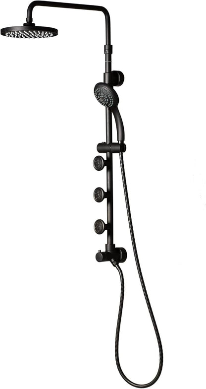 Lanikai Rain Shower Head with Handheld Spray Combo - 1028-MB-1.8GPM, Matte Black - 8" Rain Showerhead with Handheld Sprayer, 3 Spray Jets, 5-Function Rainfall Shower Head with Hose, 1.8 GPM