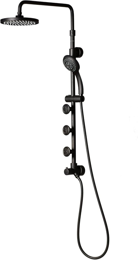 Lanikai Rain Shower Head with Handheld Spray Combo - 1028-MB-1.8GPM, Matte Black - 8" Rain Showerhead with Handheld Sprayer, 3 Spray Jets, 5-Function Rainfall Shower Head with Hose, 1.8 GPM