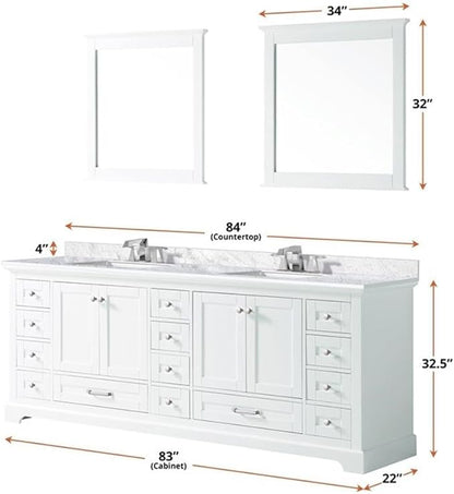 Dukes 84 in. W x 22 in. D White Double Bath Vanity
