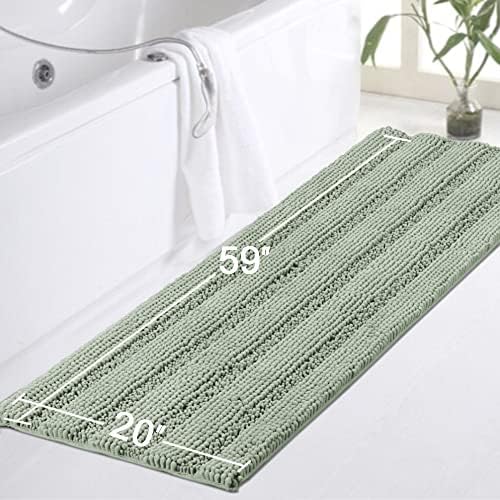 Turquoize Bathroom Runner Rug 20"x59", Soft Absorbent Chenille Bath Rug
