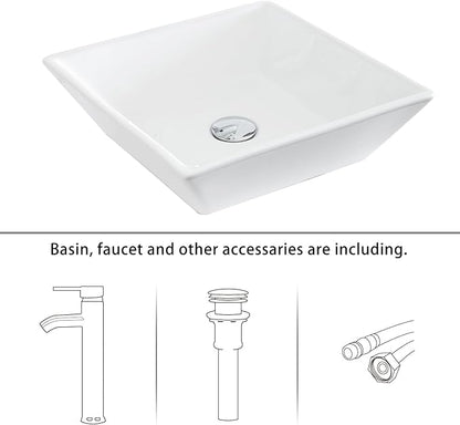 LUCKWIND 72" Double 24-in Bathroom Vanity with Sink Combo, Elegant Series with Two 12.6-in Side Cabinets, Painted Frame, Including White Square Sinks, Faucets Without Mirrors, White