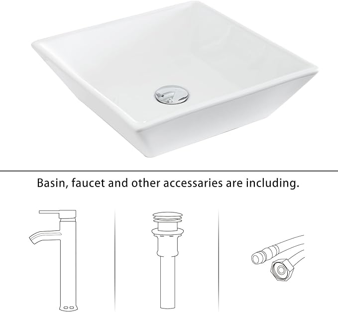 LUCKWIND 36" Bathroom Vanity with Sink Combo, 24-inch Main Cabinet with 12.6-inch Side Cabinet, Painted Bathroom Storage Cabinet with 5 Drawers, Including White Square Sink Without Mirror, White