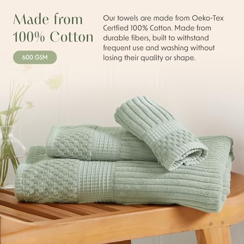 Springtree Home Oversized Bath Towel Set | 2-Pack | 100% Cotton |Eucalyptus