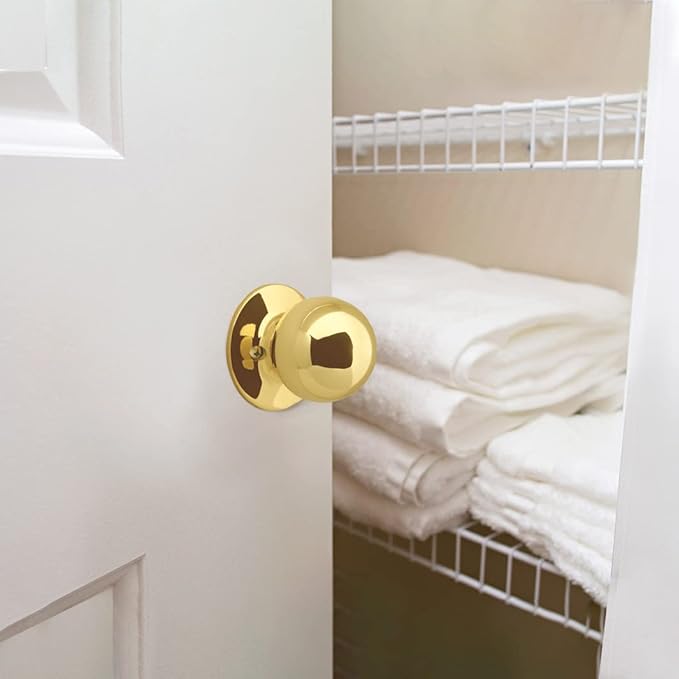 Design House 783191 Ball Dummy Door Knob Polished Brass