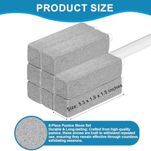 8 Packs Pumice Cleaning Stone with Extra Long Handle, Pumice Stone for Toilet Bowl Clean for Cleaning Toilets, Bathtubs, Grills, Swimming Pools, Sinks