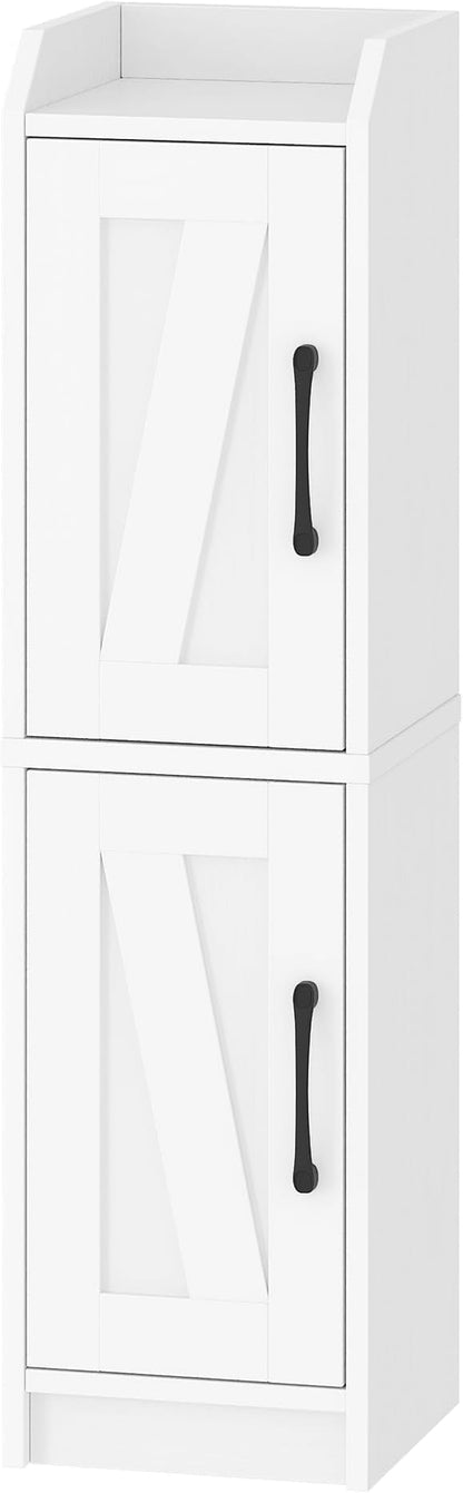 Bathroom Storage Cabinet, Small Corner Floor Cabinet with Door and Shelves, Narrow Bathroom Organizer and Paper Storage with Adjustable Shelves, for Small Spaces, White BC27013X