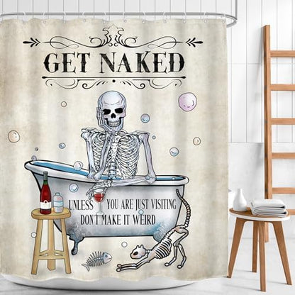 Skull Skeleton Halloween Gothic Spooky Cool Bathroom Shower Curtain Set