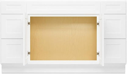 Furinno Shaker Two Drawer Stack Bath Vanity Cabinet Without Top, Ready to Assemble, 21 D x 60 W x 34.5 H, White