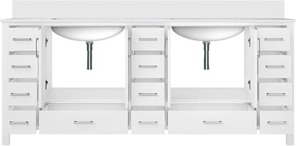 Jacques 84 in. W x 22 in. D White Double Bath Vanity and White Quartz Top