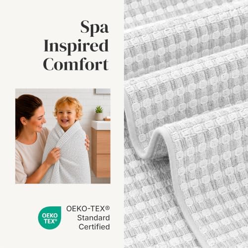 Modern Threads 6 Piece Bath Towel Set – Bathroom Towel Set with 2 Bath Towels, 2 Hand Towels & 2 Washcloths – 100% Cotton, Soft & Absorbent – Geometric (Charcoal)