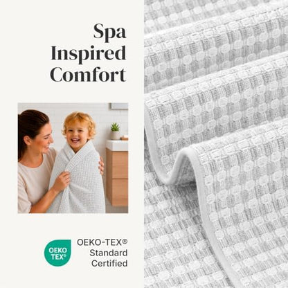 Modern Threads 6 Piece Bath Towel Set – Bathroom Towel Set with 2 Bath Towels, 2 Hand Towels & 2 Washcloths – 100% Cotton, Soft & Absorbent – Geometric (Charcoal)