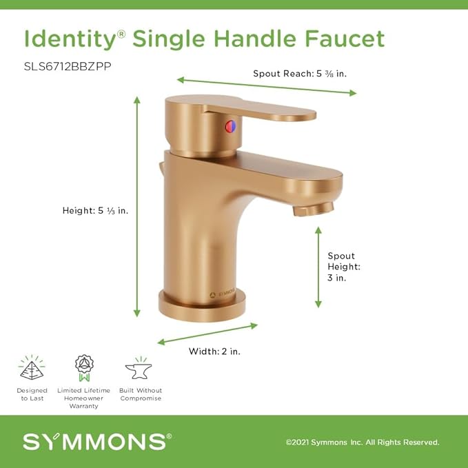 Symmons Identity Single Hole Single Handle Bathroom Faucet with Push Pop Drain in Brushed Bronze (1.0 GPM)