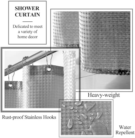 XLHOMO Gray Bathroom Accessory Set with Shower Curtain and Rugs, Resin