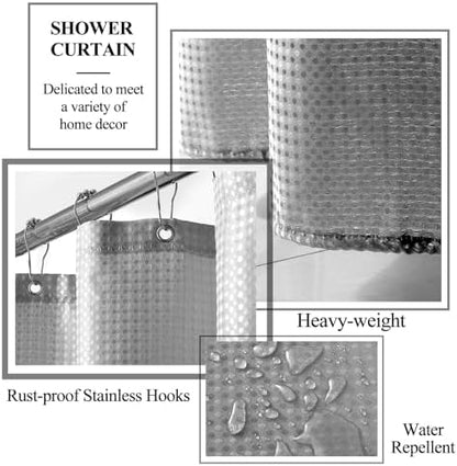 XLHOMO Gray Bathroom Accessory Set with Shower Curtain and Rugs, Resin