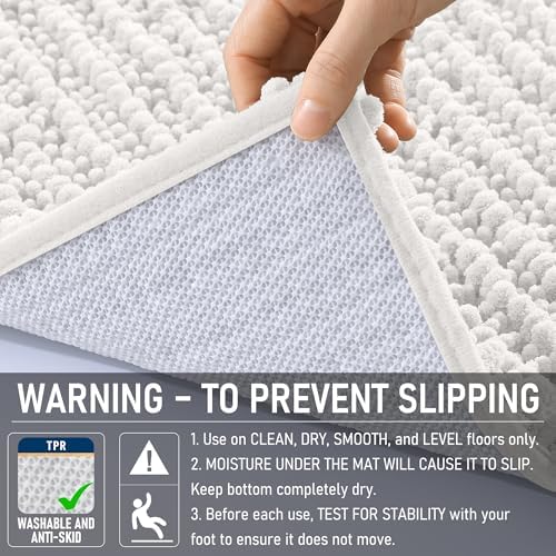 OLANLY Large Bathroom Rugs 40x32, Thick Soft Absorbent Chenille Bath Rugs
